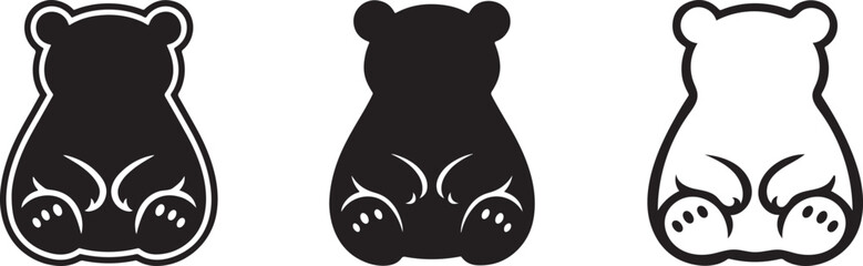 Fototapeta premium Cute polar bear silhouette bold vector icon.