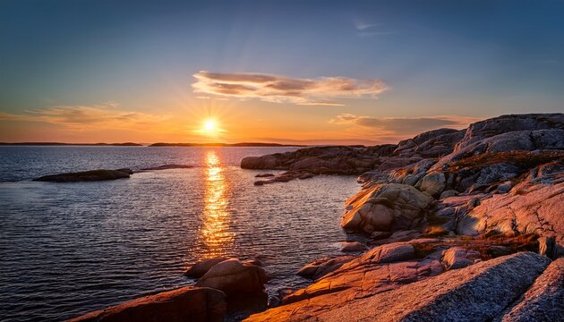 Sunset On The Coast Of Saro Halland County Sweden