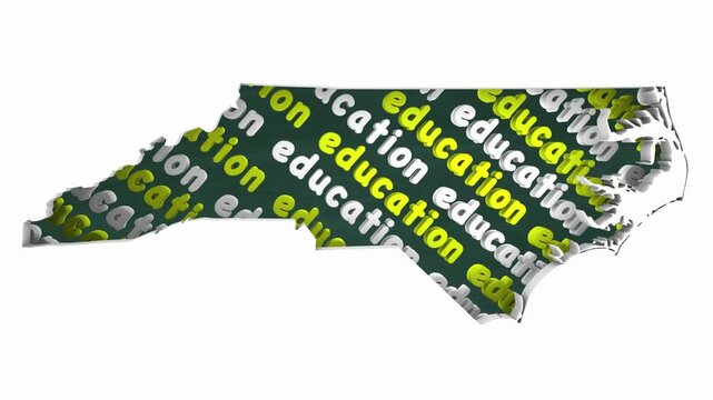 North Carolina NC Education School Board District State Map Student Learning 3d Animation