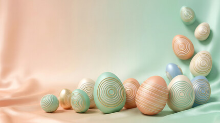 Pastelowe kolory pisanek Wielkanocnych na kartce Wielkanocnej.