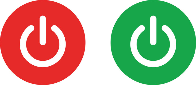 Power button icons in red off and green on states displayed side by side Vector