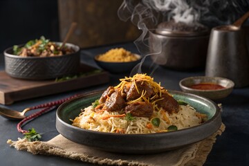 Lamb Biryani Plate &ndash; Rich Halal Rice Dish with Saffron and Fried Onions