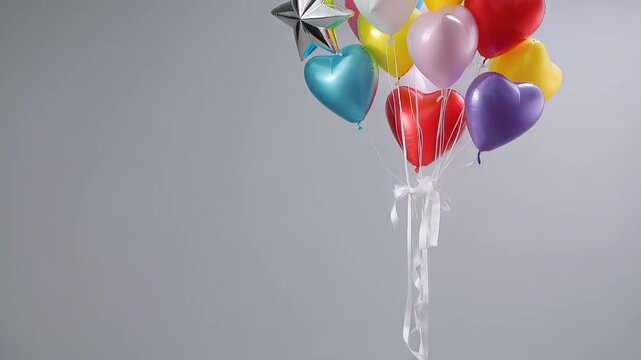 ライトグレー背景の中央配置で原色ビビッドと星を効かせた束