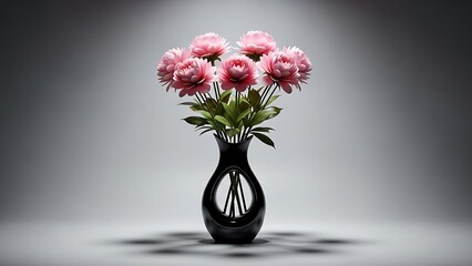 Fototapeta premium Elegant pink dahlia flowers in a modern black vase artistic arrangement