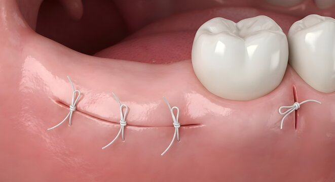 Post-Operative Dental Care Showing Surgical Sutures