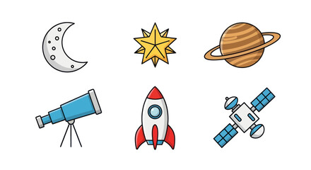 Space exploration elements illustration © Ever