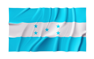 Naklejka premium Realistic Honduras country flag isolated on a transparent background. Silk atlas detailed fabric flag. Vector PNG