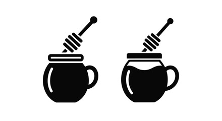 Two black honey jars with dippers a simple vector illustration © MdSamsuzzaman