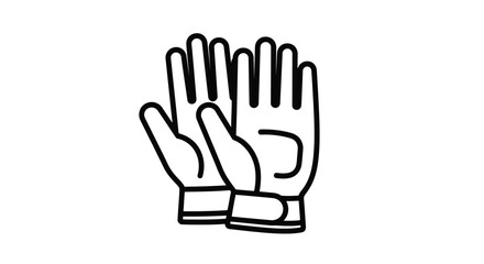 Obraz premium Simple black and white illustration of two winter gloves palms facing up