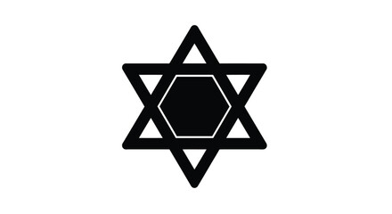 Fototapeta premium Black star of david against a white background simple geometric design