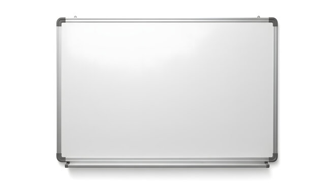 Clean, Blank Whiteboard with Silver Frame, Ready for Creative Ideas, Presentations, or Important Notes in an Office or Classroom Setting
