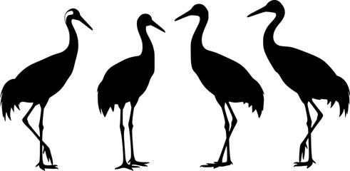 Obraz premium Crane bird svg, Crane bird silhouette, Japanese crane svg, Sandhill crane svg, Crane silhouette, Crane svg set 