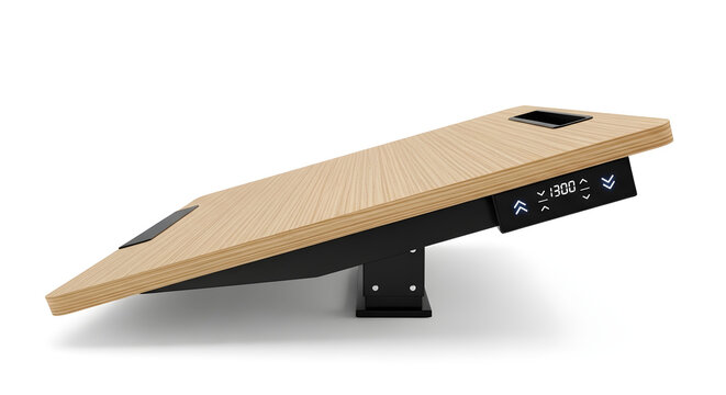 Modern ergonomic wooden desk converter designed for an adaptable and productive workspace, offering a contemporary solution for enhanced comfort and efficiency in any office setting