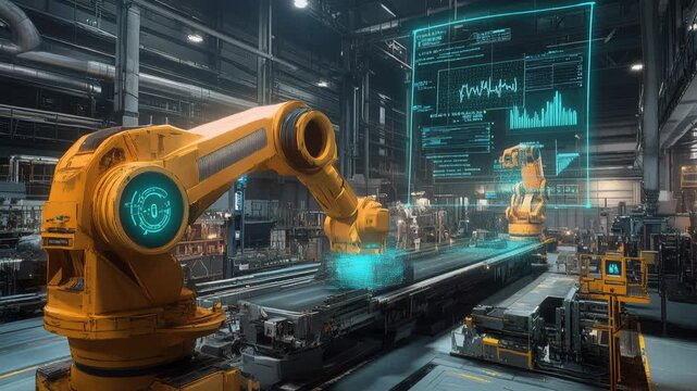 Industrial Robots Assembling Components in Smart Factory