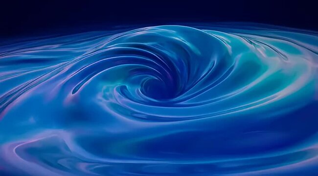 Abstract blue vortex, fluid dynamics simulation, rippling and swirling motion concept