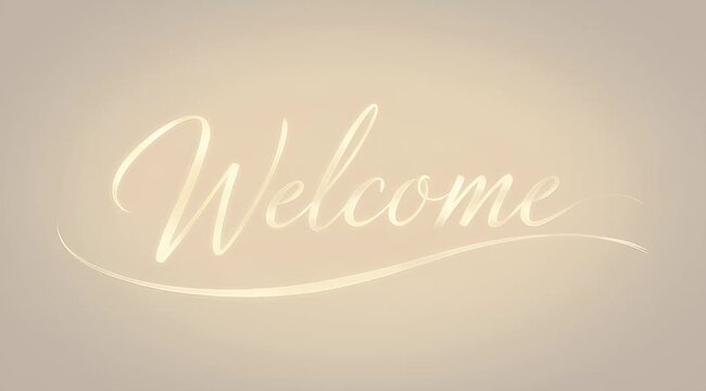Elegant Welcome Message in Gold Lettering on a Soft Beige Background