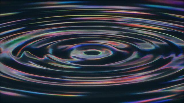 波紋状に広がる流動グリッチが描くサイバー空間のデータ通信抽象背景