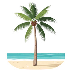 Obraz premium Tropical Palm Tree Beach Vector Illustration Minimal Summer Landscape