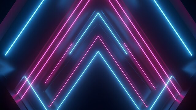 Empty neon stage for product replacement with futuristic rectangle blue and pink neon light background. vector illustration. make a difference shape
