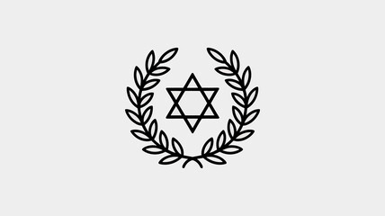 Obraz premium A simple black and white line drawing depicts a six pointed star commonly known as the star of david encircled by a laurel wreath high quality