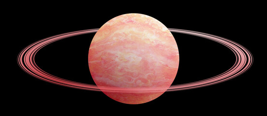 A planet with pink rings/black background © NANANAMUu