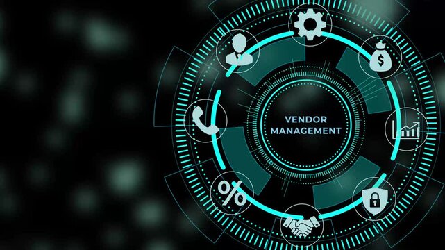 Vendor Management Concept with Infographic and business process supply chain logistics procurement