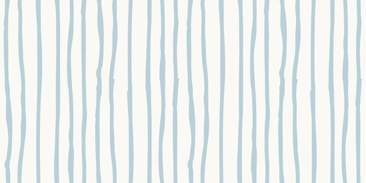 Hand drawn blue vertical stripes seamless pattern, irregular wavy lines texture for minimalist background and textile
