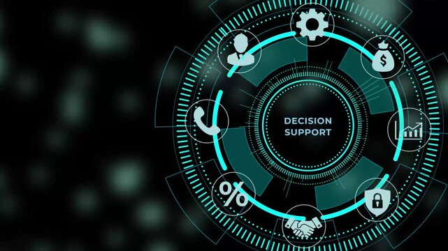 Decision Support System Infographic Template with and Graphs for Business Analysis and Strategy Planning