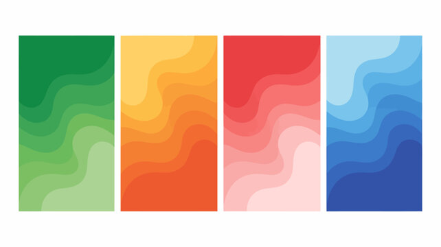 An abstract arrangement of four vertically oriented rectangles each displaying a vibrant undulating gradient color scheme high quality professional detailed modern elegant stylish clean crisp colorful