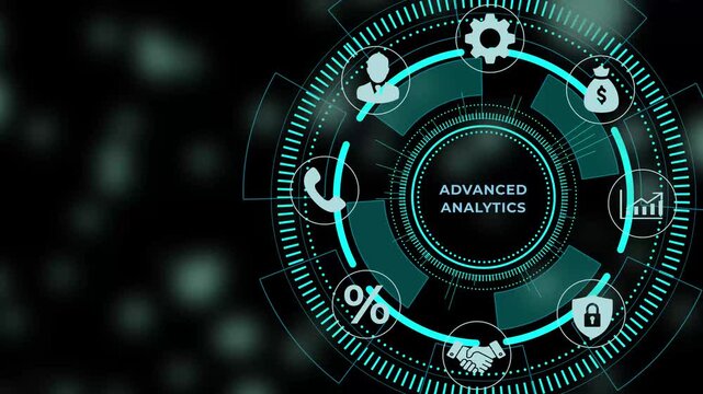 Advanced Analytics Infographic Template with and Graphs on Dark Background for Business and Technology Presentations