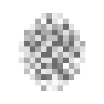 Oval pixelated shape to hide face on photo or video. Checkered texture with censor blurred effect for restricted content. Censorship, confidential or privacy concept. Vector graphic illustration