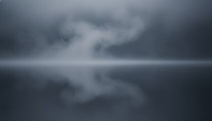 Fototapeta premium Calm Ocean Scene with Misty Cloud Reflection and Soft Horizon Light