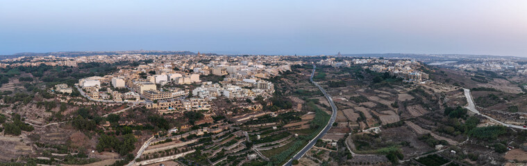 Fototapeta premium Aerial panorama of Xaghra - Xaghra, Malta
