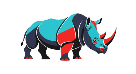 Stylized colorful rhino illustration © Stok