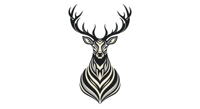 Stylized deer head graphic on white
