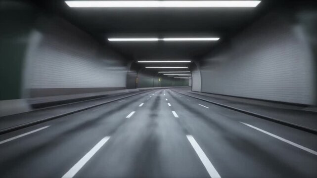 Fast Moving Car Through Dark Tunnel 1.
