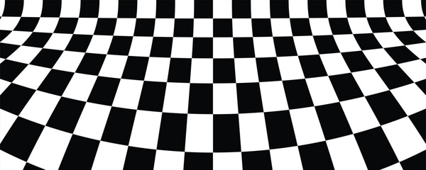 Obraz premium Black and white checkered pattern with optical illusion effect
