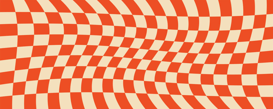 Optical illusion of orange and white checkerboard pattern