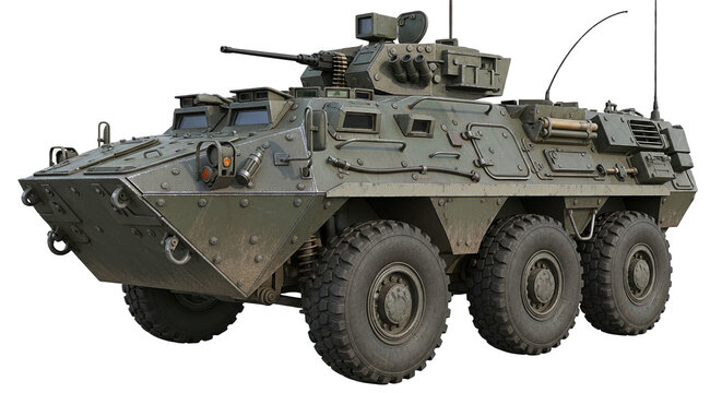 A military armored vehicle on transparent background