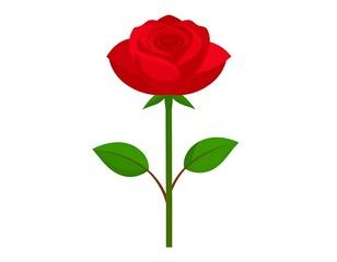 Naklejka premium Red Rose Illustration with Green Stem.