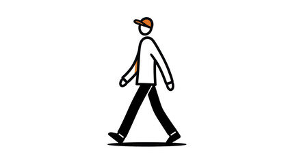 Fototapeta premium Minimalist Line Art Drawing of a Person Walking with a Cap.