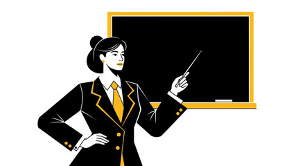 Woman pointing to blackboard illustration © Stok