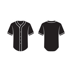 Naklejka premium Black baseball jersey illustration front and back views displayed