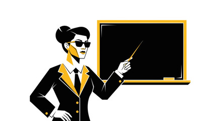 Woman teaching with blackboard illustration © Stok