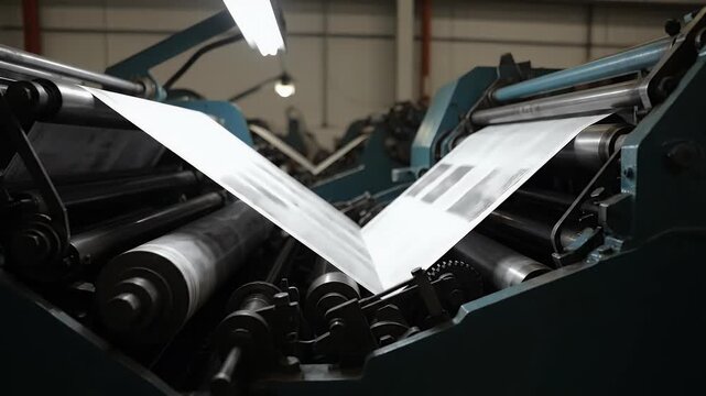Industrial Paper Printing Machine in Action for Packaging Production