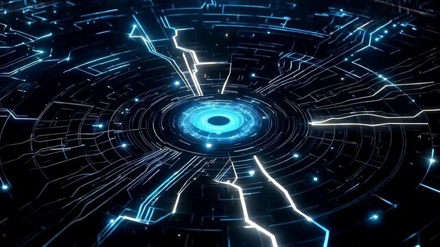 ビッグデータとデータ解析を表現するブロックチェーン対応のセキュリティ背景動画素材