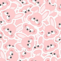 Fototapeta premium seamless pattern with rabbit animal cute cartoon fabric design 