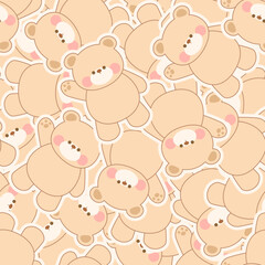 Fototapeta premium seamless pattern with teddy bear cute cartoon fabric design