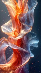 Naklejka premium Abstract swirling ribbons of light and color with sparkling particles.