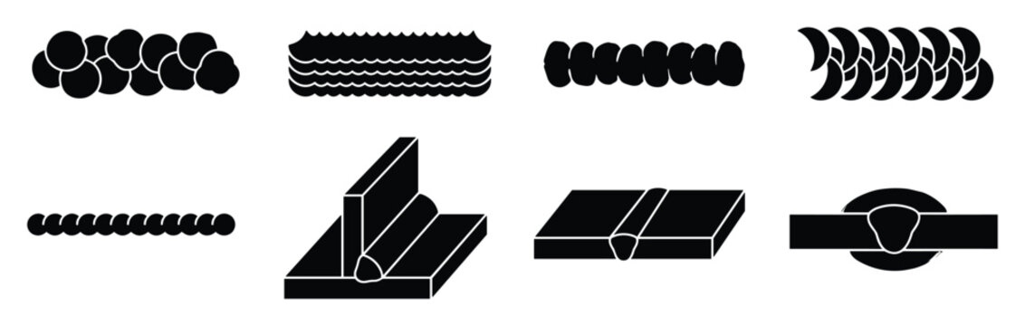Welding bead patterns and weld joint types illustration vector graphic design, Welding Joints, Welding Techniques